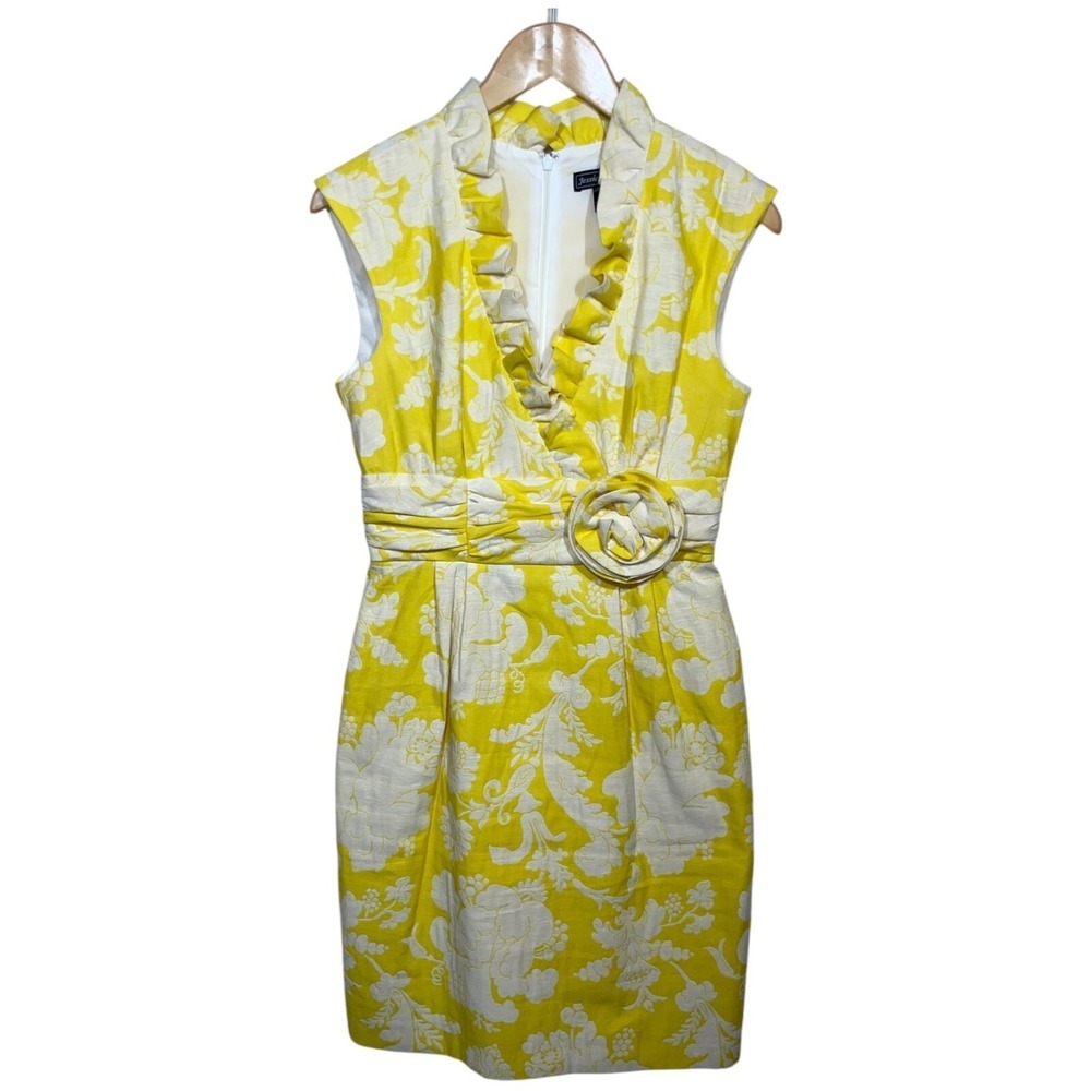 Jessica Howard Dress 8 Yellow Floral Sheath Event Office Mature‎ Classic